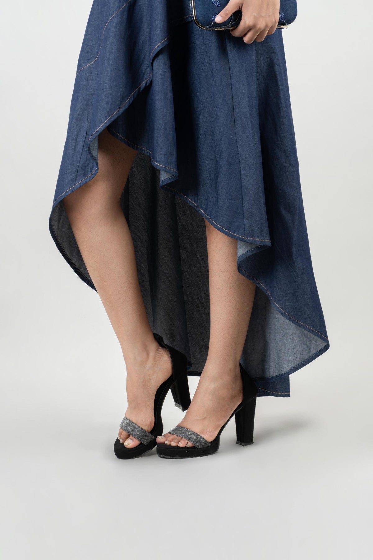 Women’s Dress Dark Blue Off Shoulder Denim Dress XS-XL