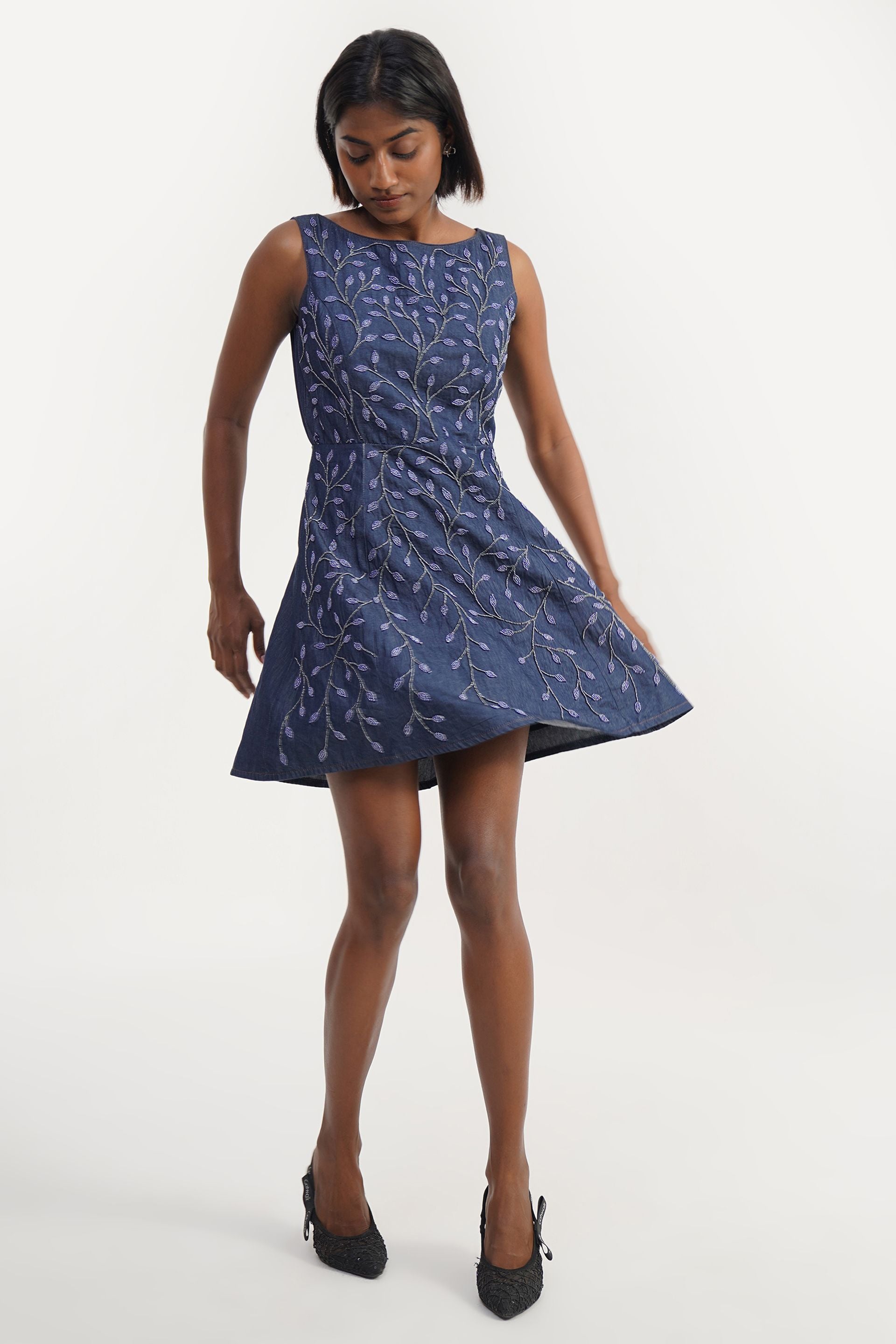 Pearl Fade | Studded Denim Dress | Made to Order