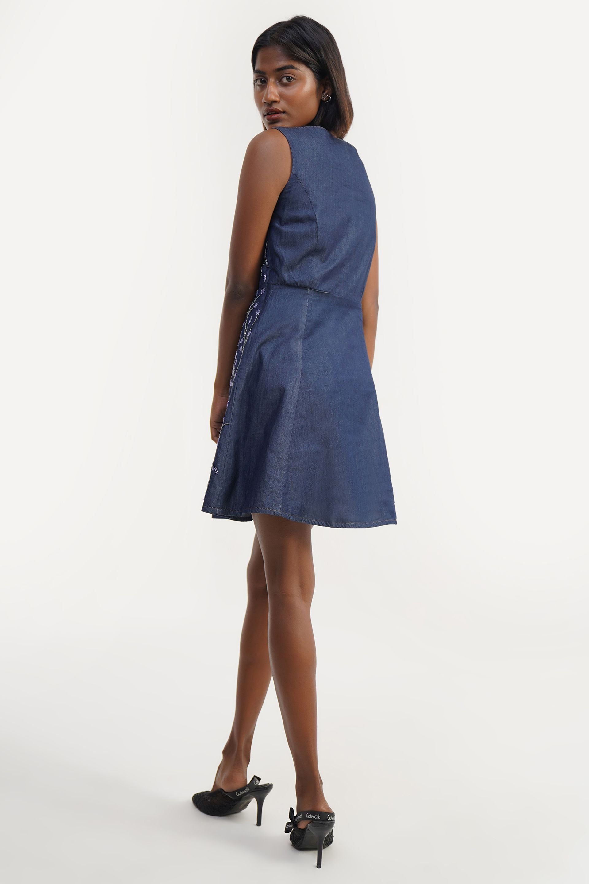 studded a line dress Pearl Fade | Studded Denim Dress