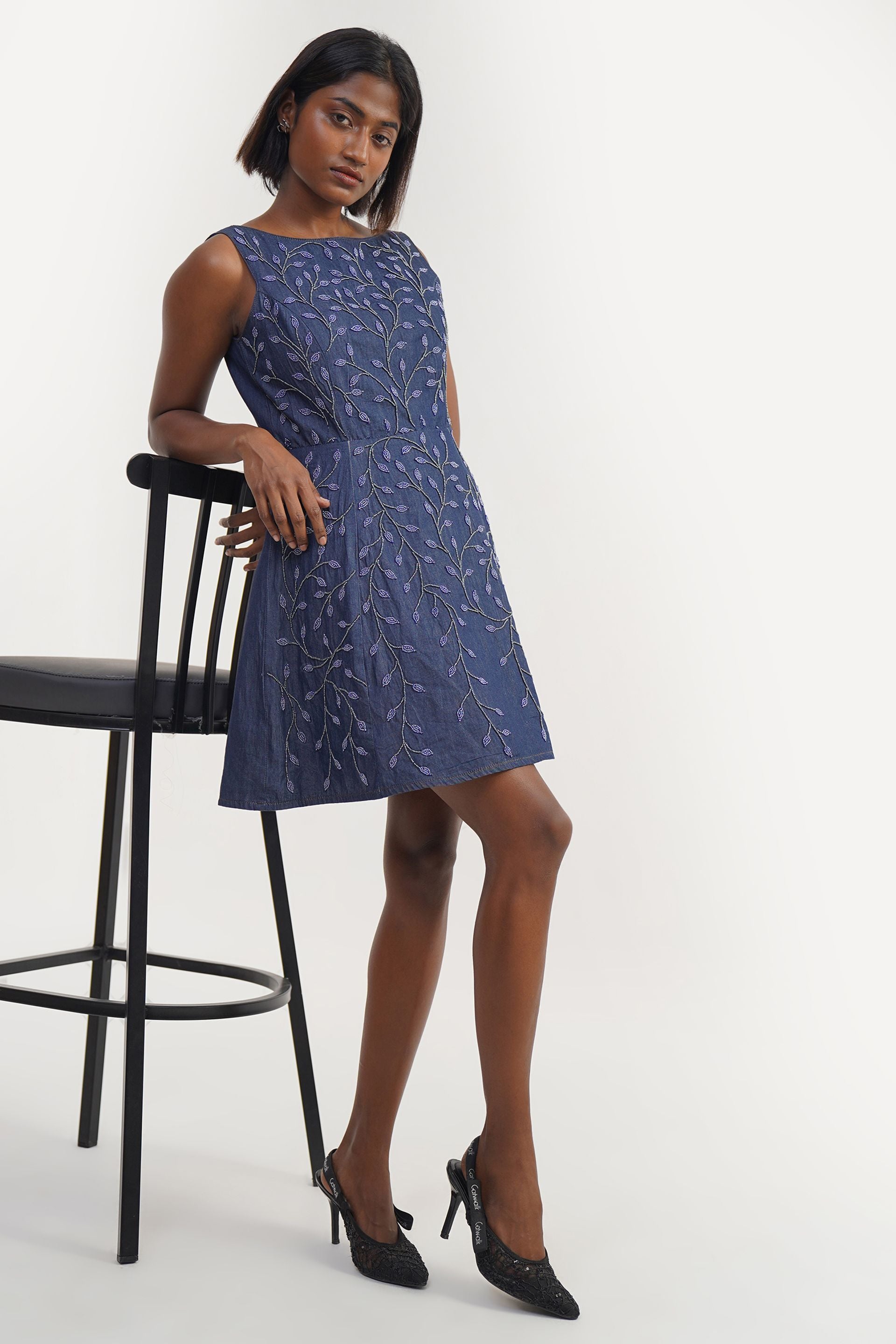 denim dress xl Women's Petite Blue Denim Long Sleeve Fitted Mini Dress