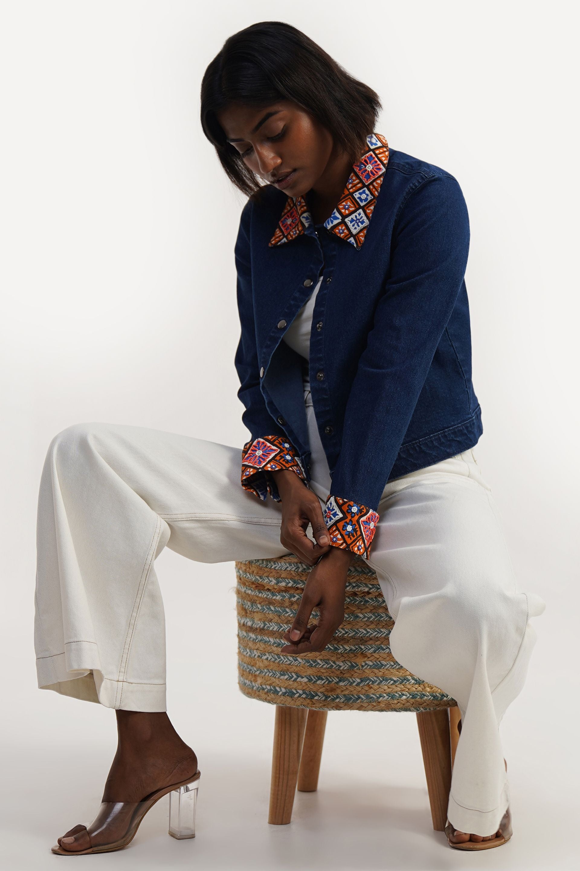 Embellished Indigo | printed Jacket | Made to Order