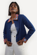 Embellished Indigo | printed Jacket | Made to Order
