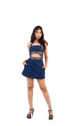 Nova Glow | Neck Denim Mini Dress