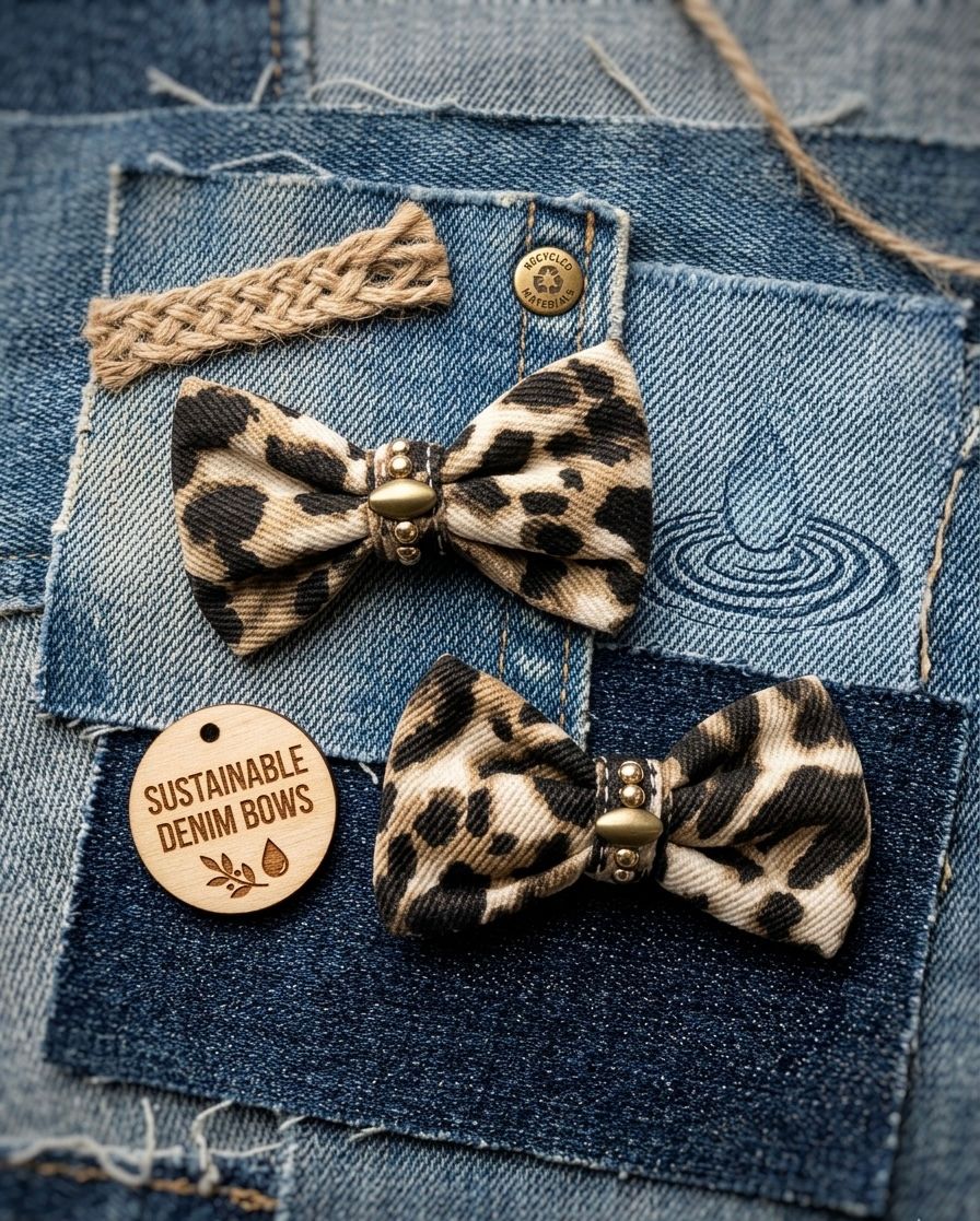 Vibrant Denim Bow Clip: Handmade Multi-Color Cotton Accessory