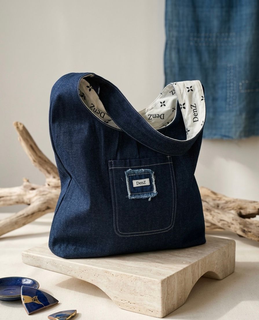 Vivid Multi-color Denim Tote Bag - Premium Cotton Shoulder Wear