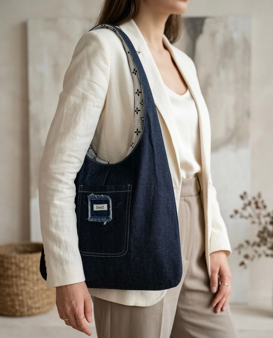 Vivid Multi-color Denim Tote Bag - Premium Cotton Shoulder Wear