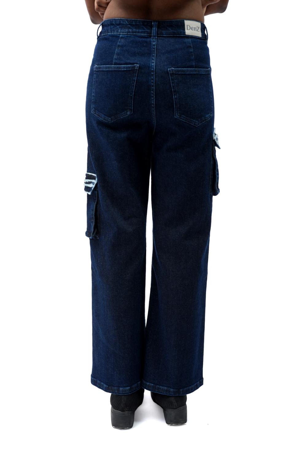Selvedge Denim Co-ord | Crop top with cargo pocket highrise straight fit jeans
