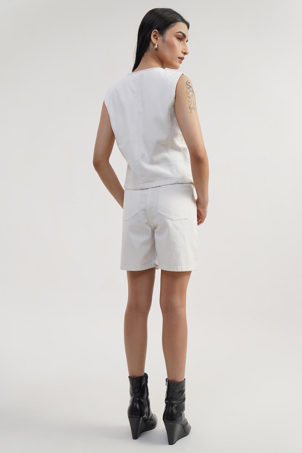 Ivory Thread | Women White Denim Co-ord Set