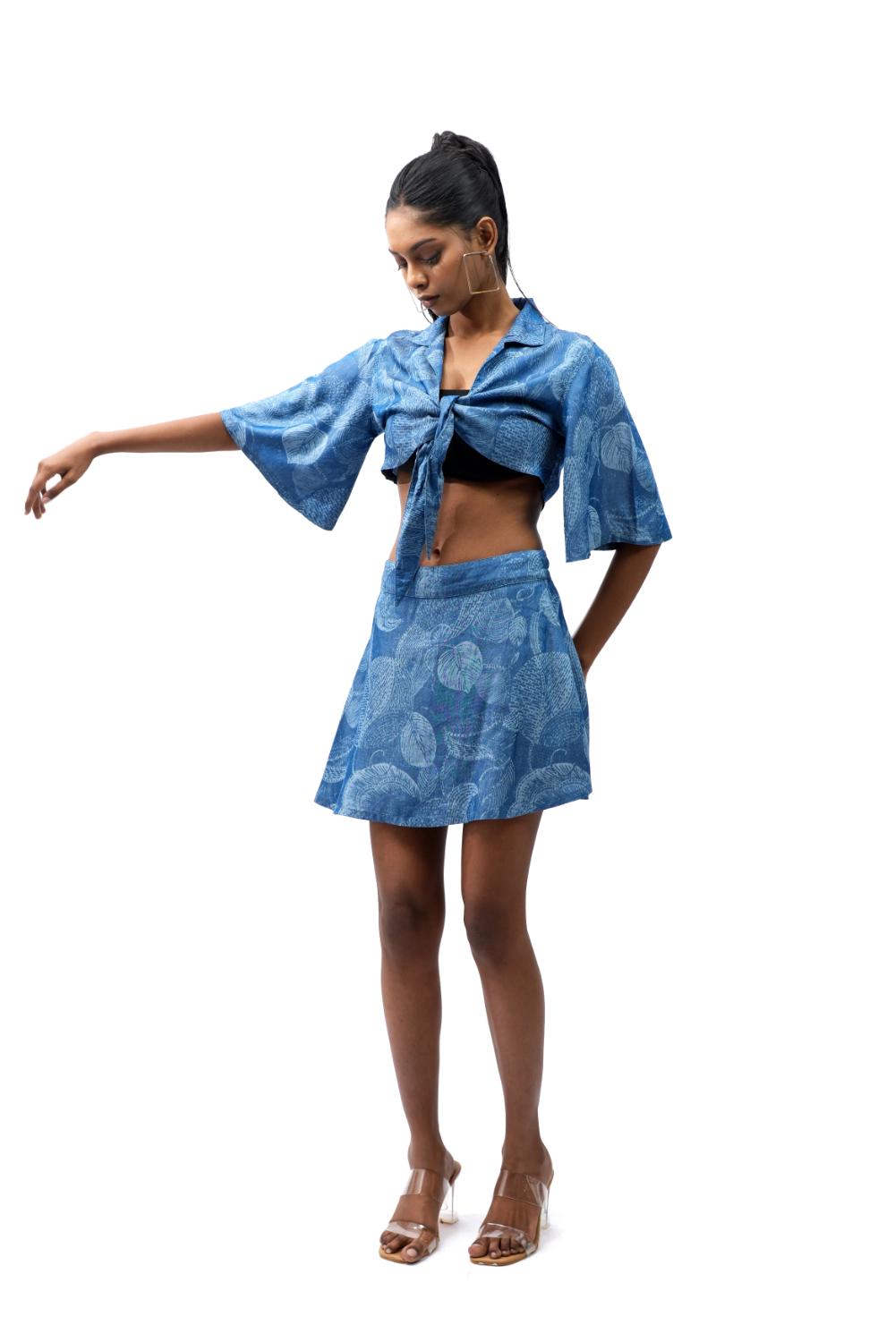 Laser Bloom | Women Laser Printed Tencel Denim Co-ord Set