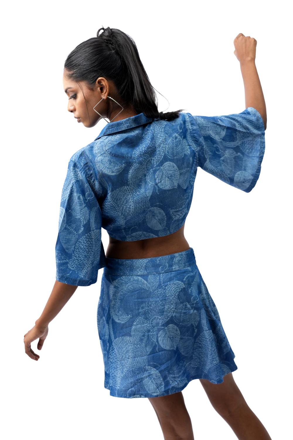 Laser Bloom | Women Laser Printed Tencel Denim Co-ord Set