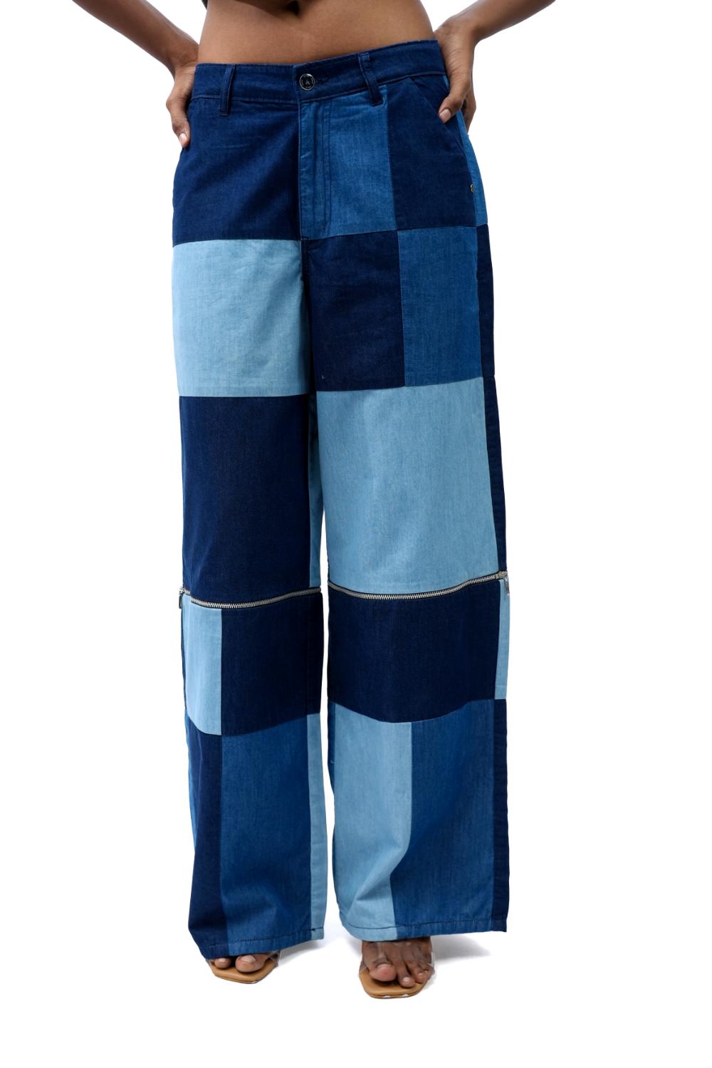 Statement Denim | Upcycled side zip opening top along with convertable jeans or jorts