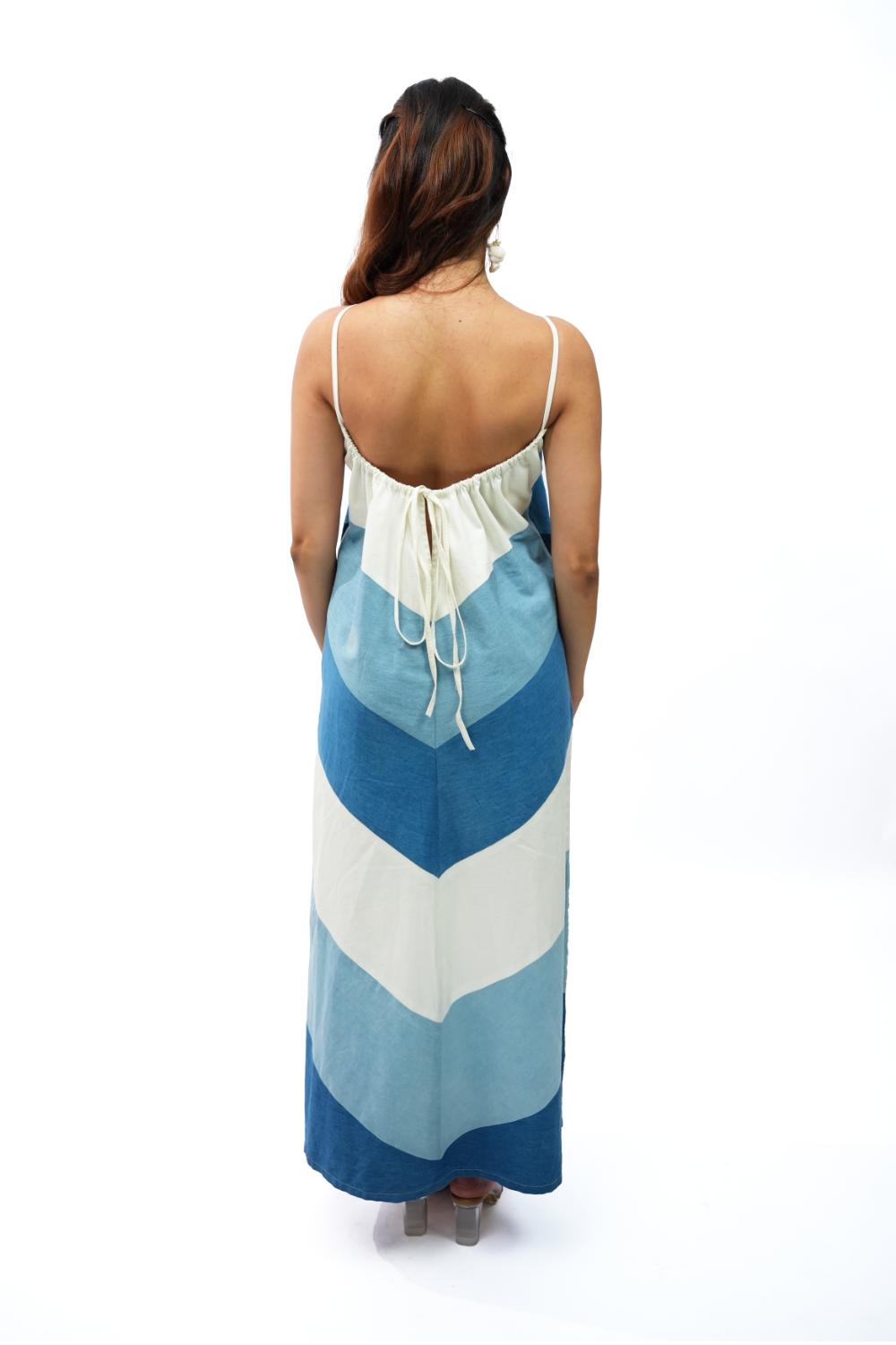 Ocean Cascade | Upcycled fabric maxi dress