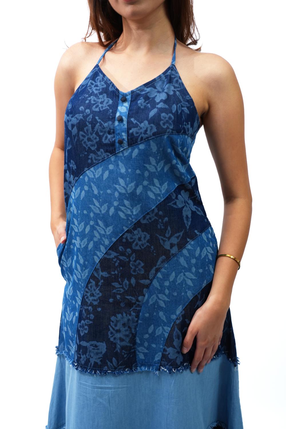 Bloom Panelled | Upcycled laser print maxi dress