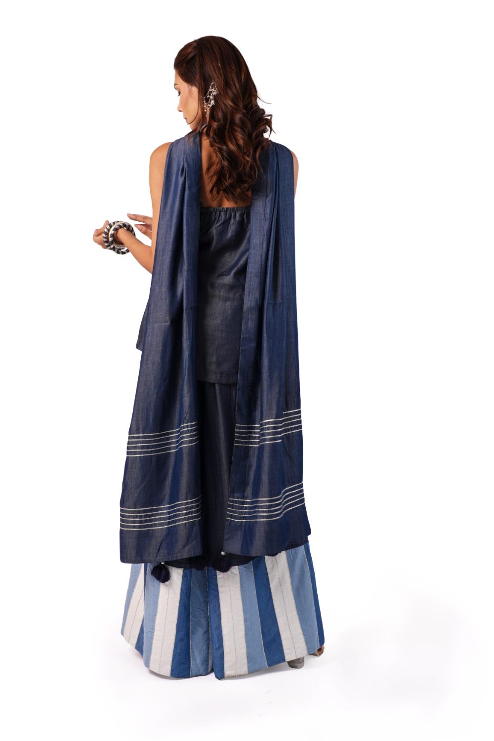 Azure Panels | Women Denim Sharara - Made to Order