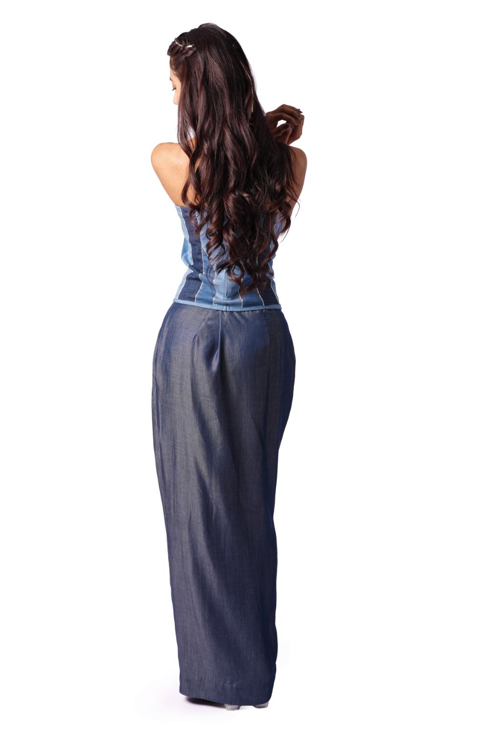 Blue Contour | Denim Blouse for Saree - Made to Order