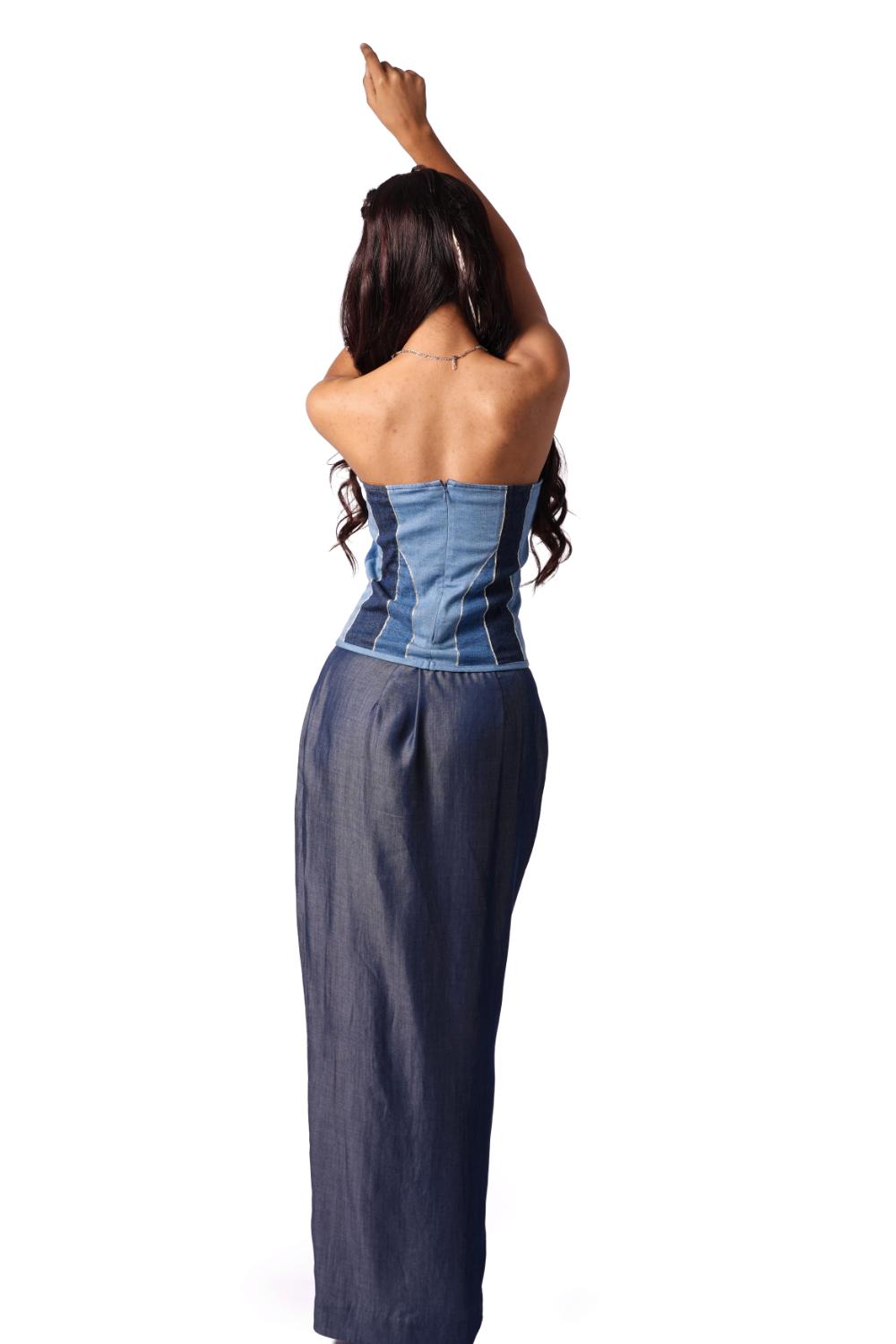 Indigo Fall | Denim Draped Skirt - Made to Order