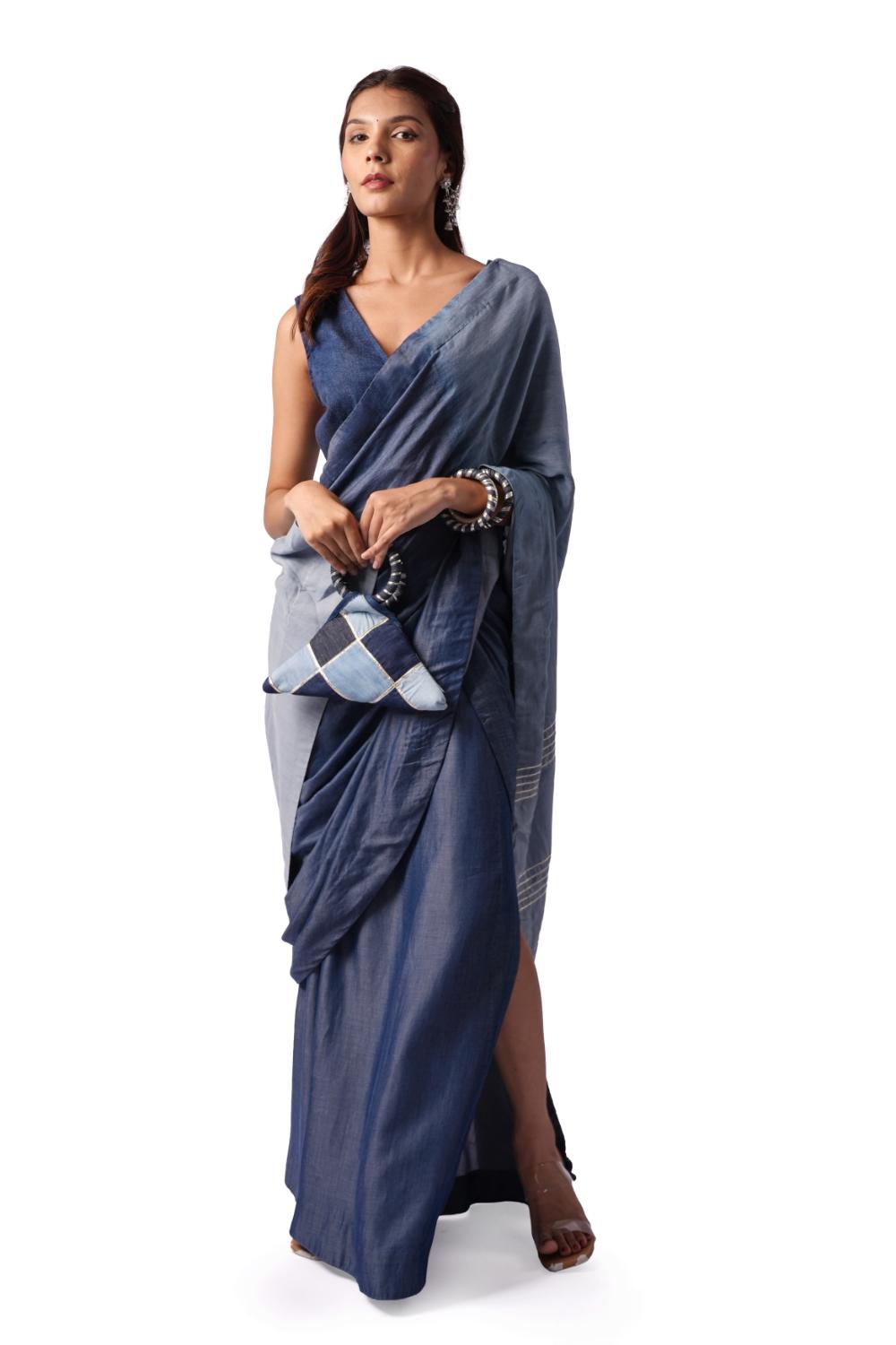 Indigo Form | Denim Blouse for Saree - Made to Order