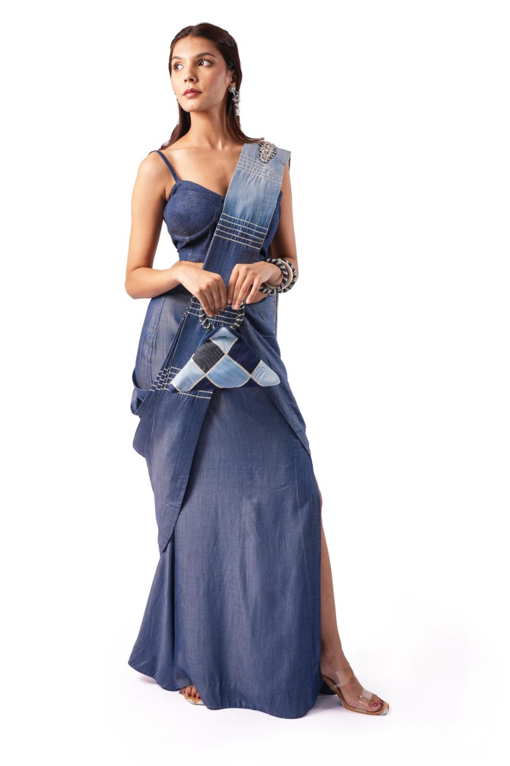 Pleated Ombre | Denim Dupatta