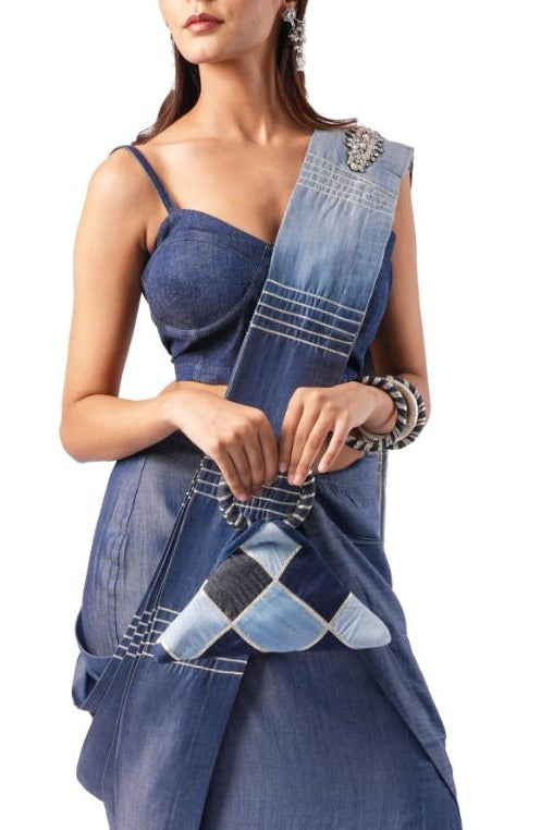 Pleated Ombre | Denim Dupatta