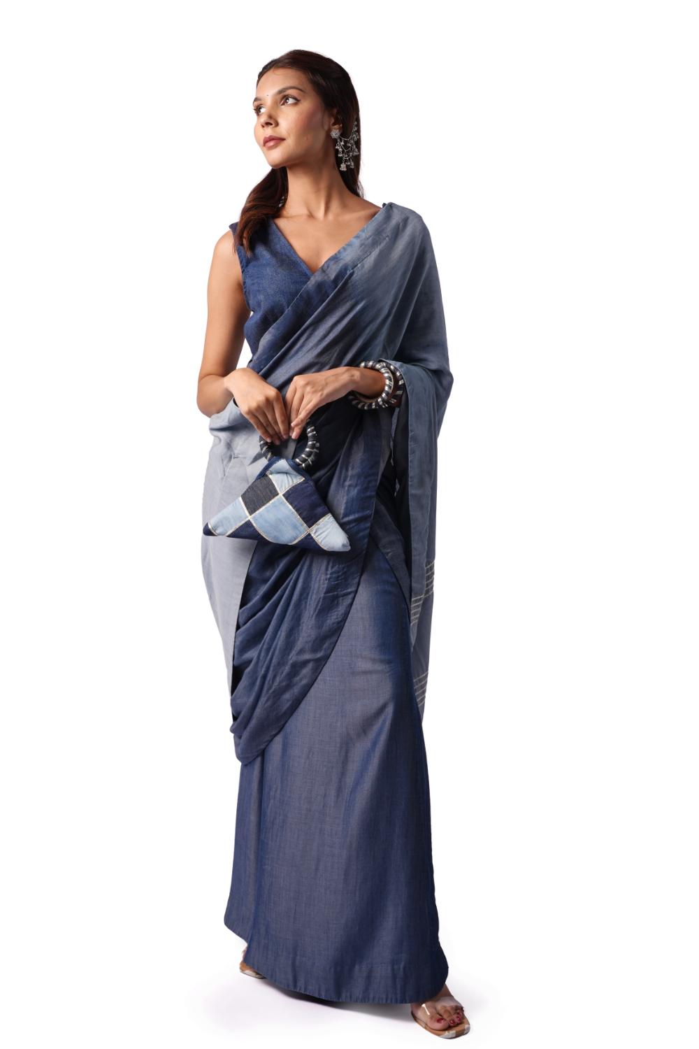 Denim Leher | Women Denim Saree - Made to Order