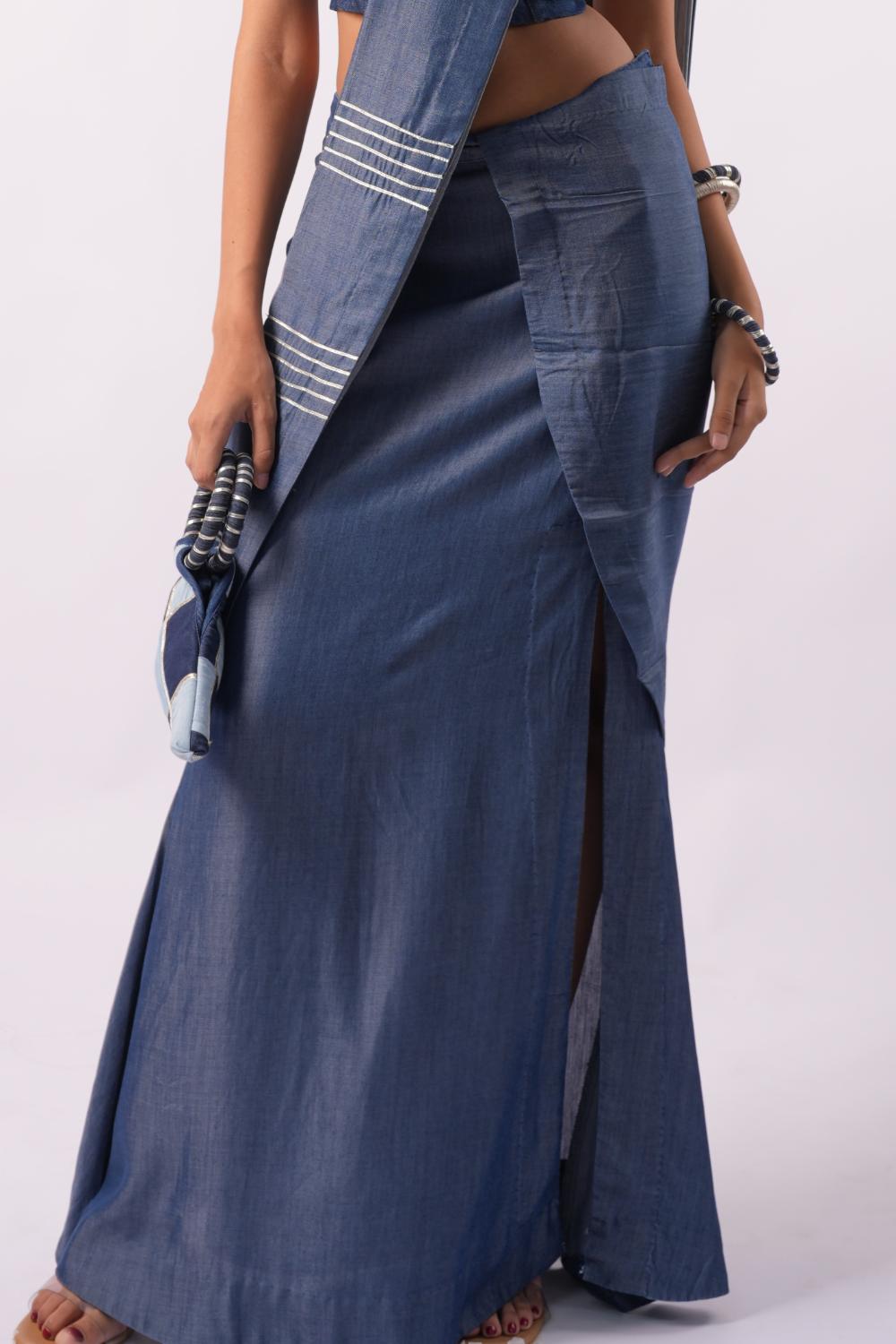 Indigo Slit | Denim Skirt for Saree