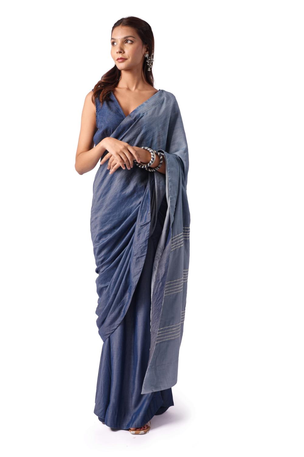 Indigo Slit | Denim Skirt for Saree