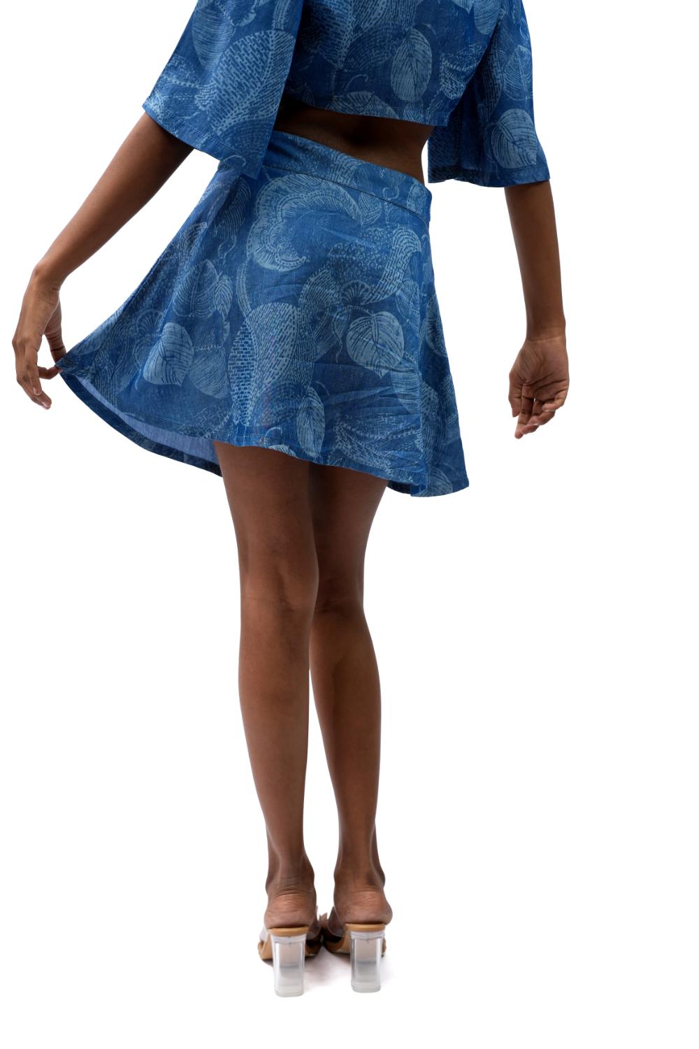 Laser Bloom | Women Laser Printed Tencel Denim Skirt