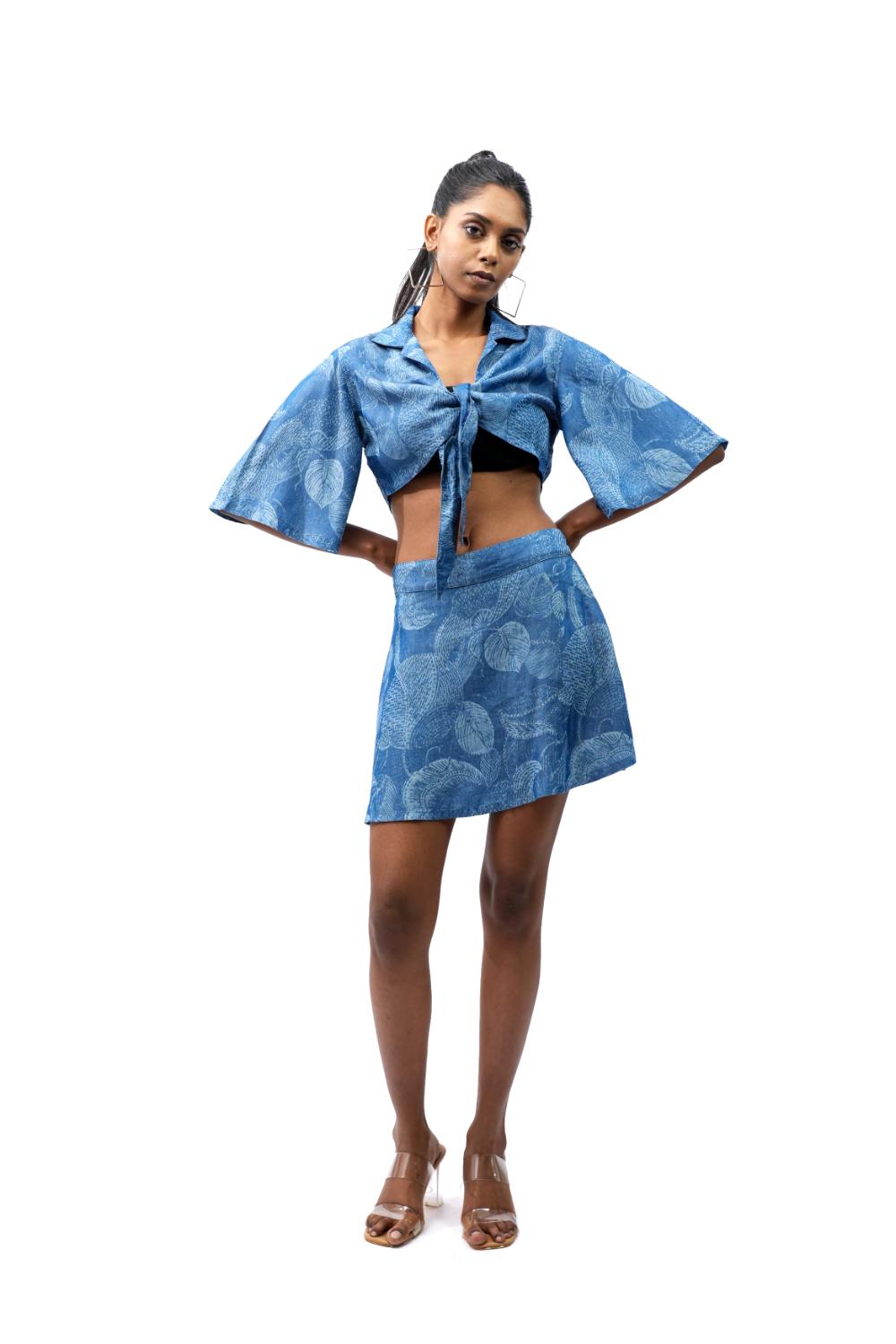 Laser Bloom | Women Laser Printed Tencel Denim Skirt