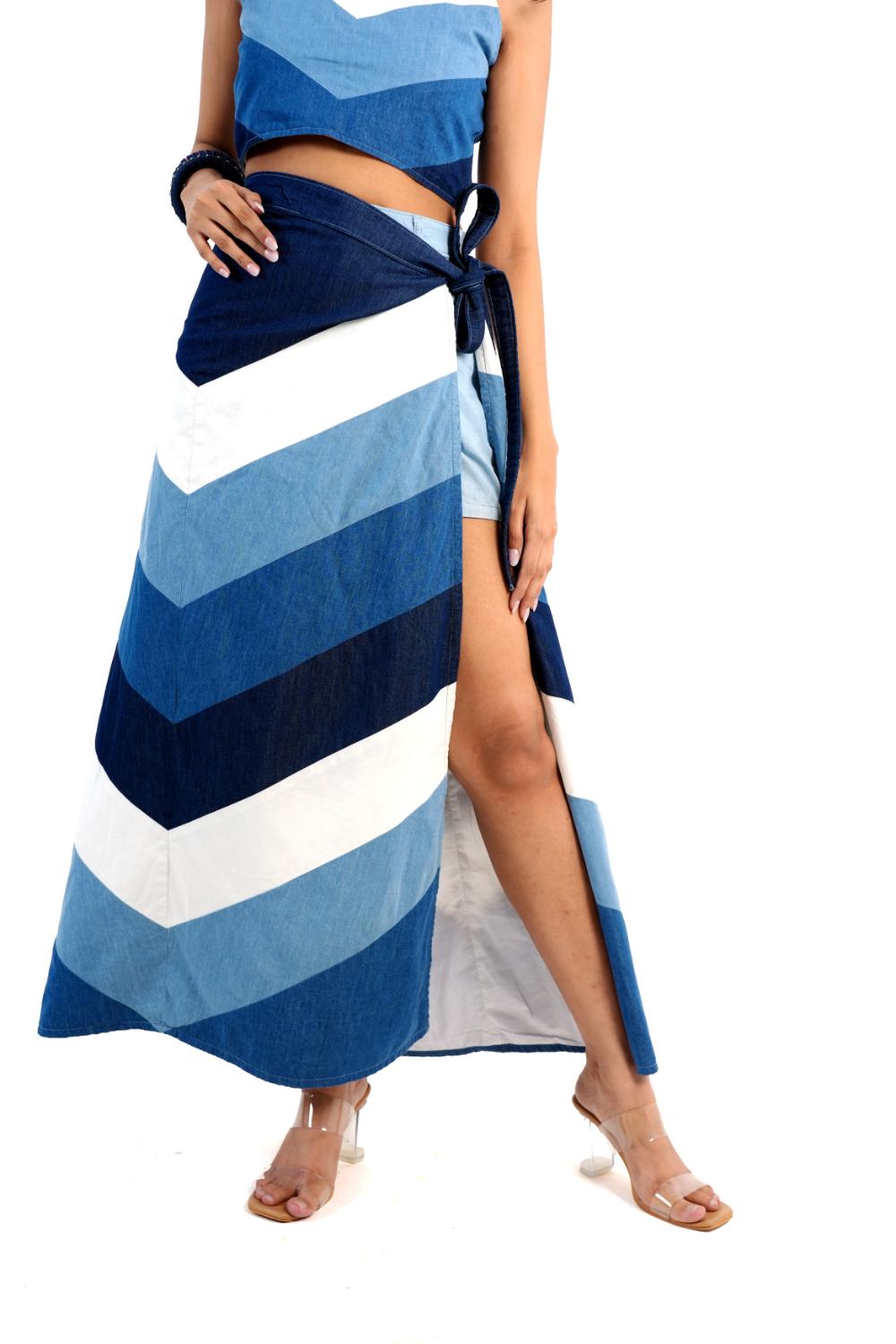 Beach Wrap | Denim Panels Skirt