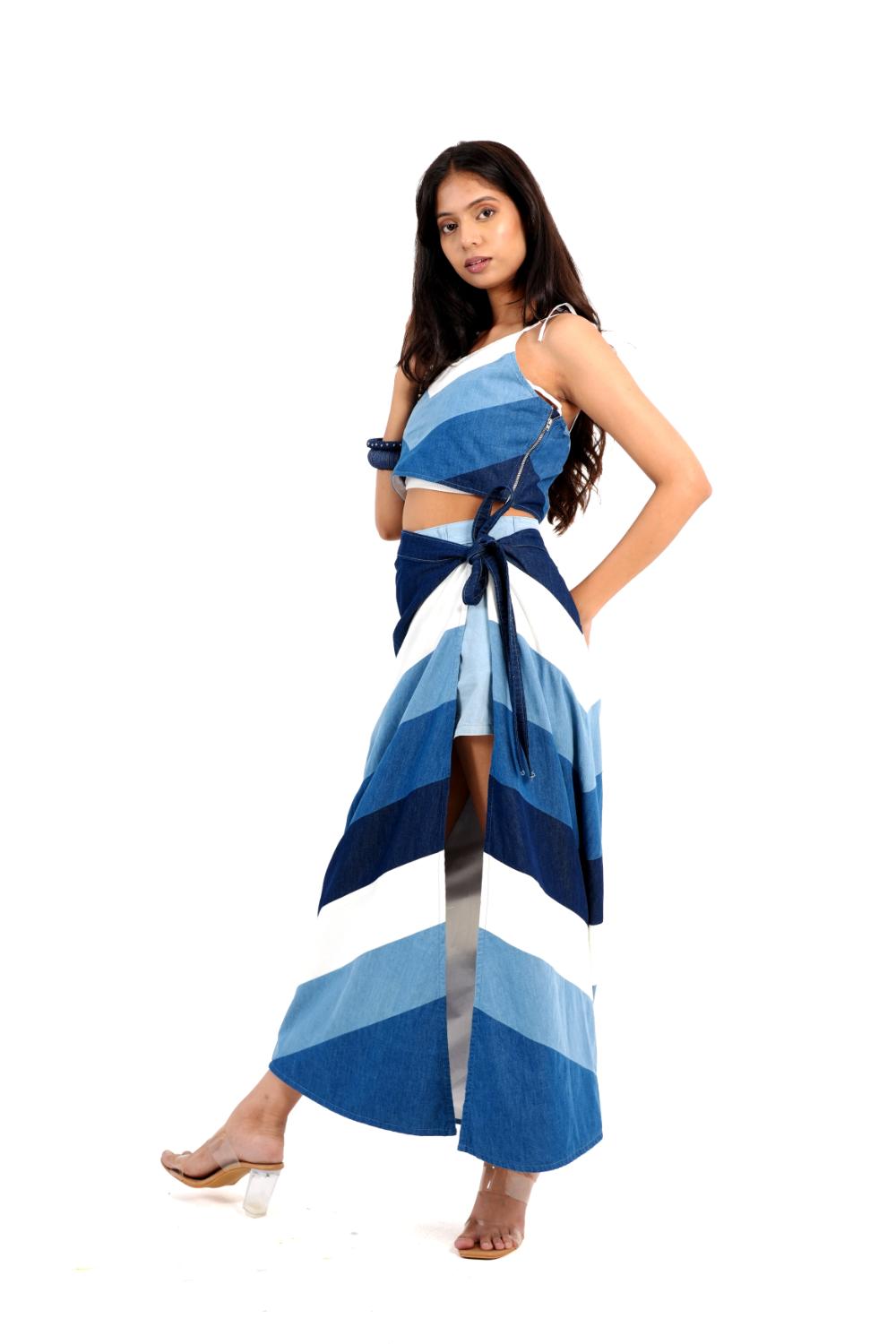 Beach Wrap | Denim Panels Skirt