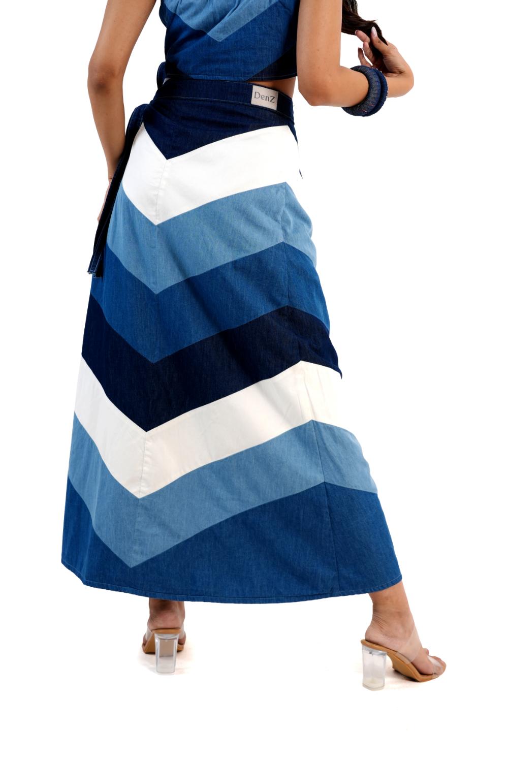 Beach Wrap | Denim Panels Skirt