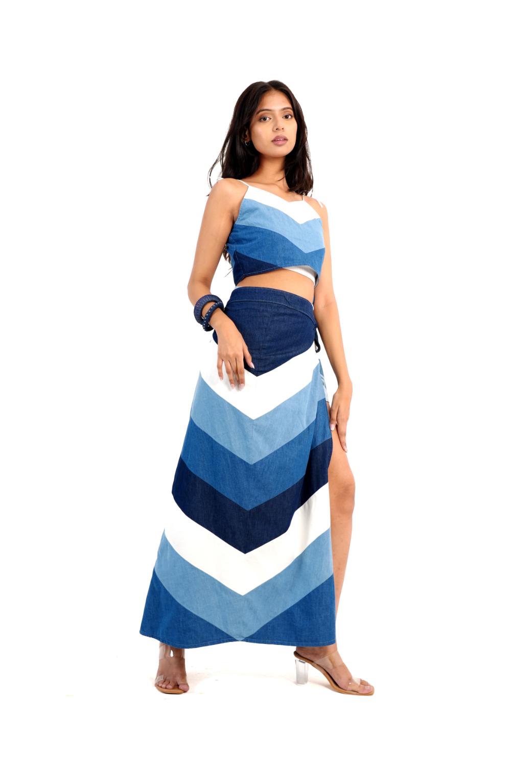 Beach Wrap | Denim Panels Skirt