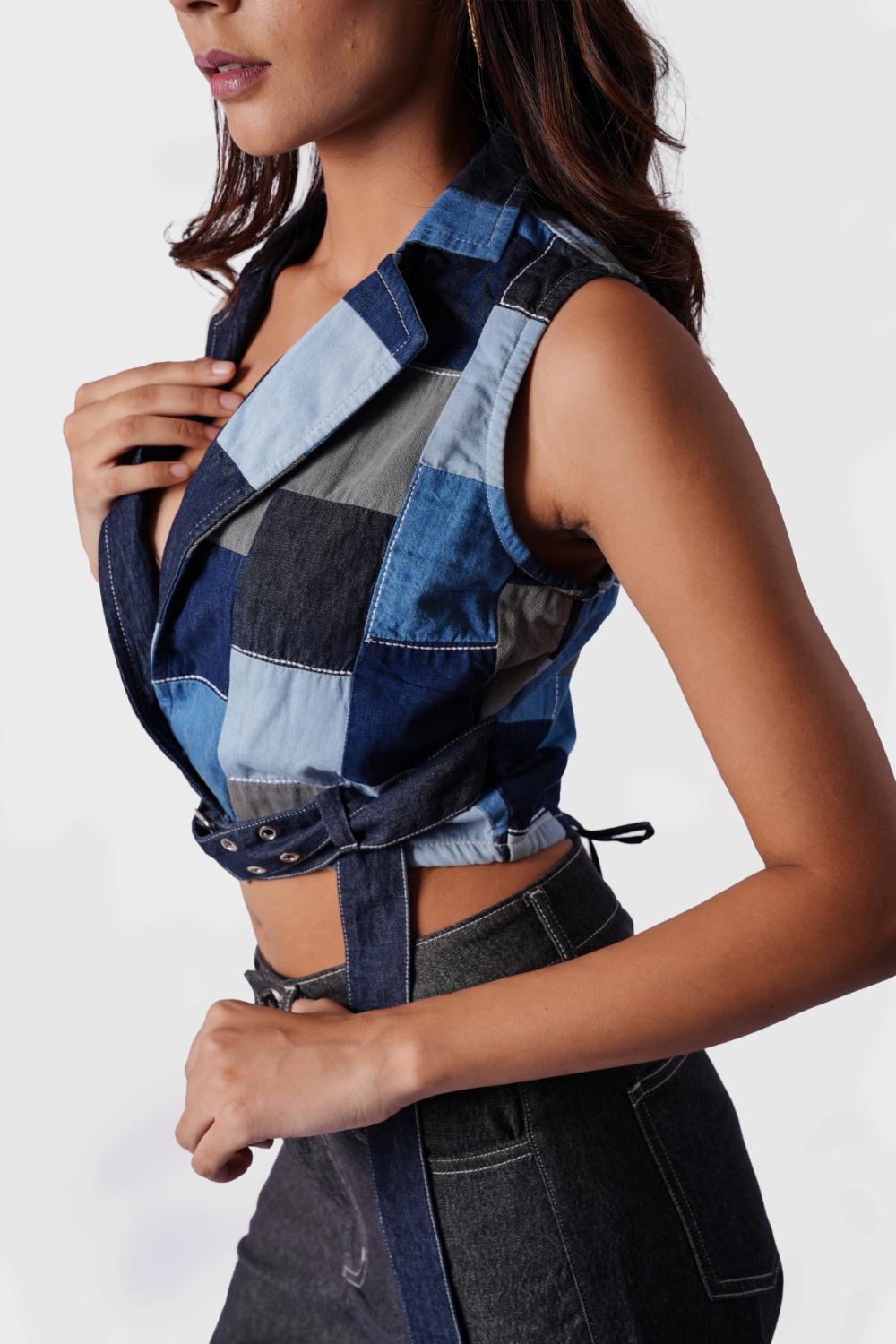 Patch Form | Collar Denim Top