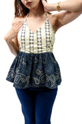 Boho Stitch | Halter Neck Peplum Top