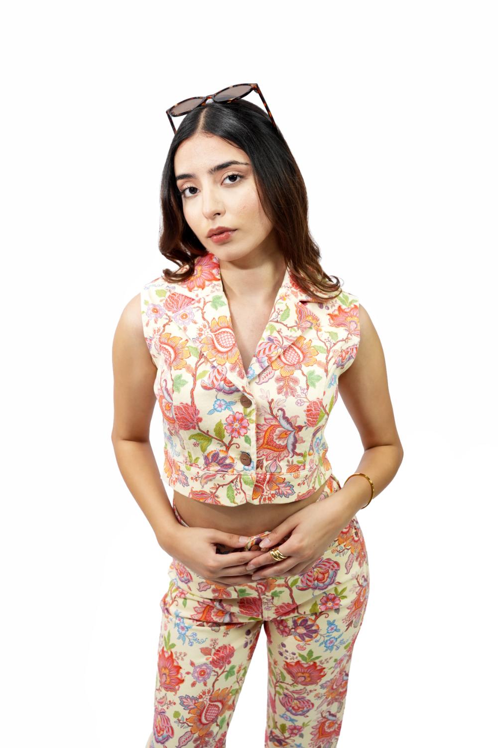 Neo Floral | Women Floral Print Crop Vest