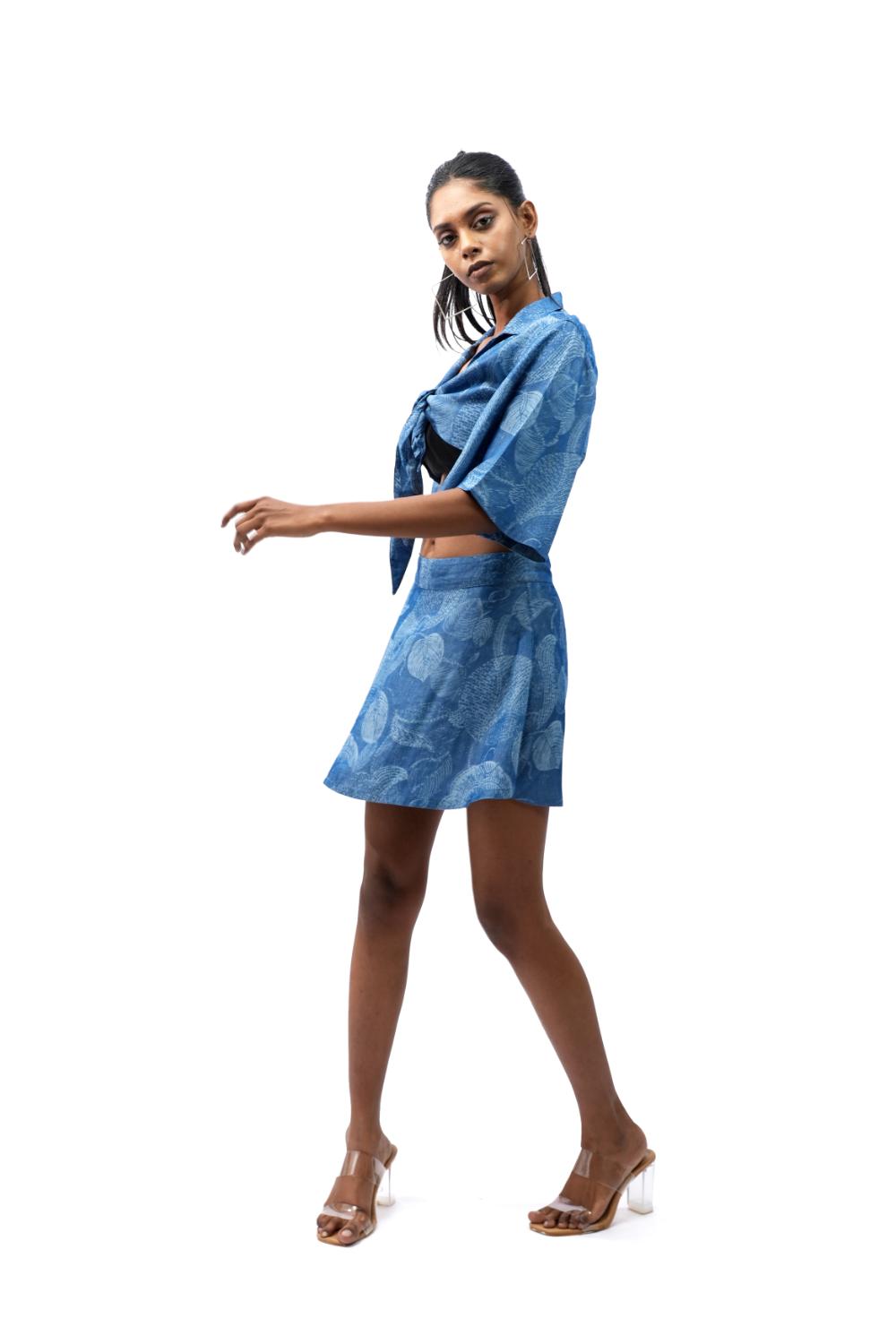 Laser Bloom | Women Laser Printed Tencel Denim Top