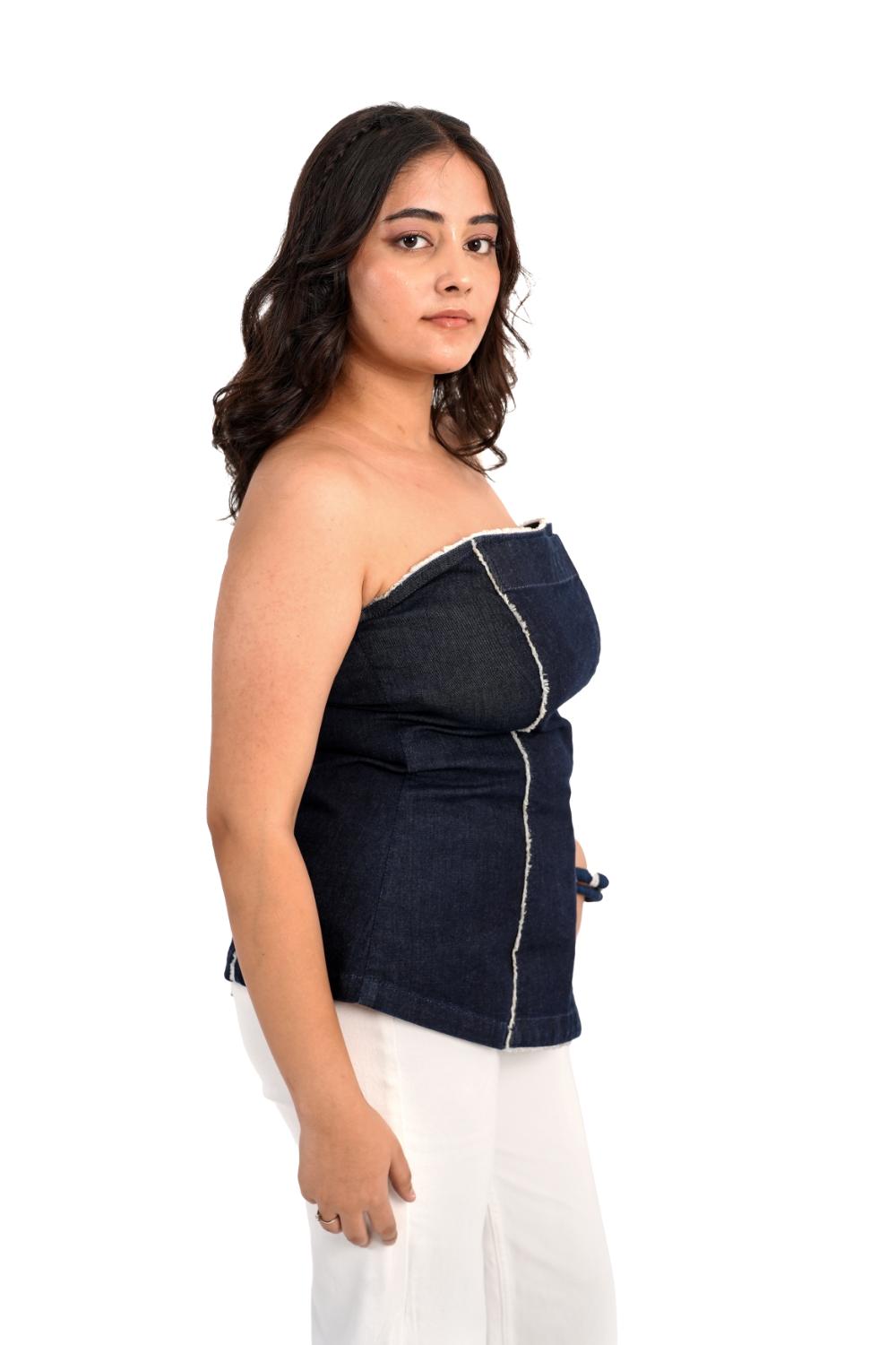 Raw Outline | Women Denim Crop Top