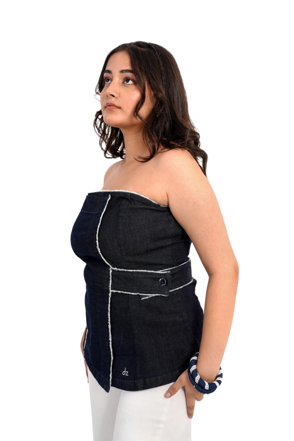 Raw Outline | Women Denim Crop Top
