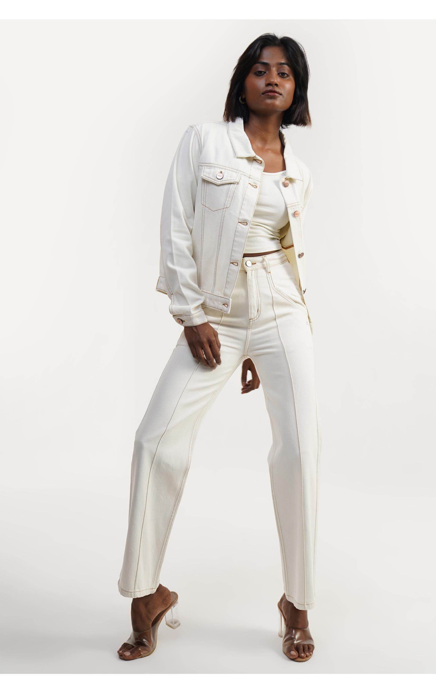 White Jacket Women Off White Relax Fit 100% Cotton