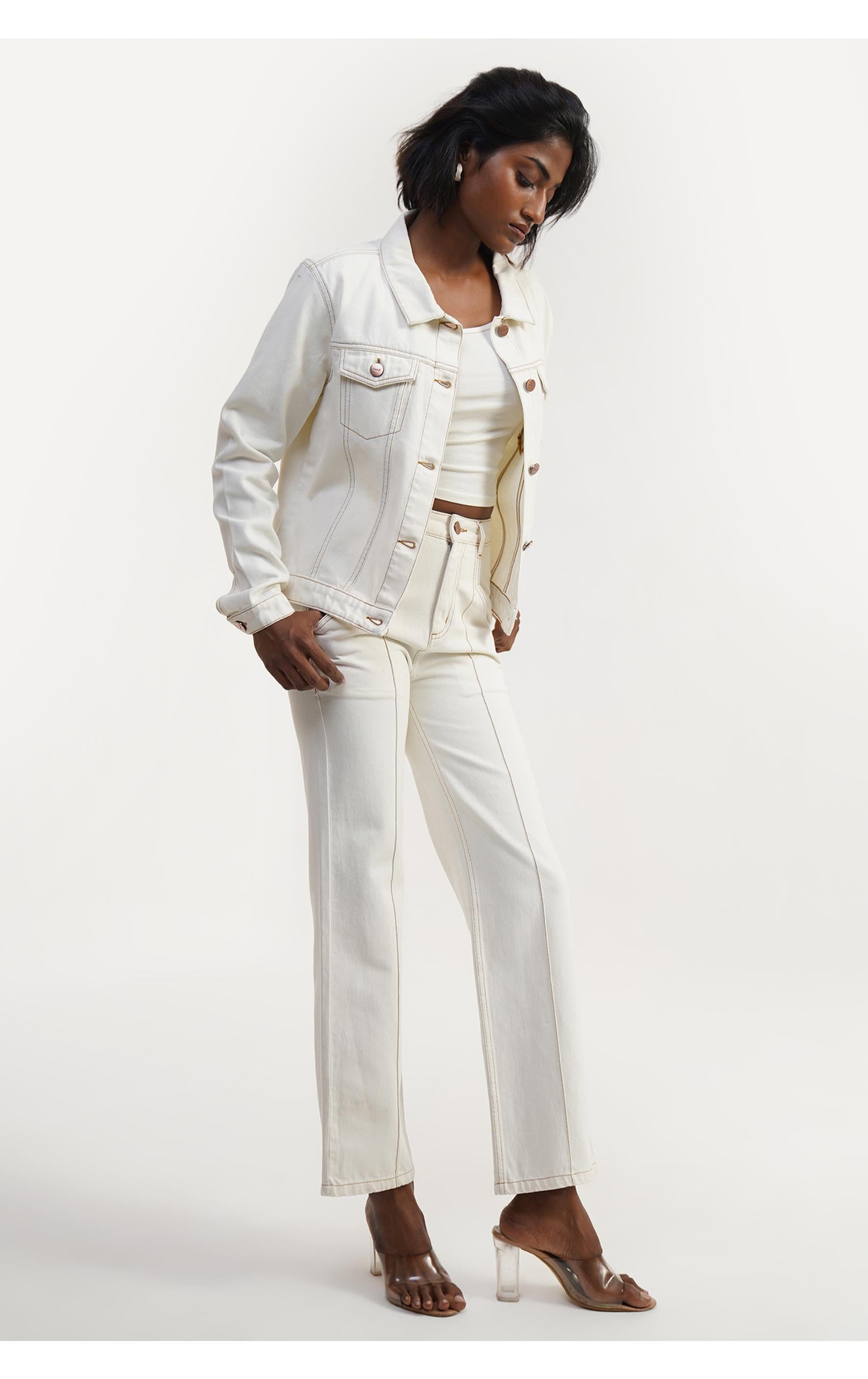 White Jacket Women Off White Relax Fit 100% Cotton