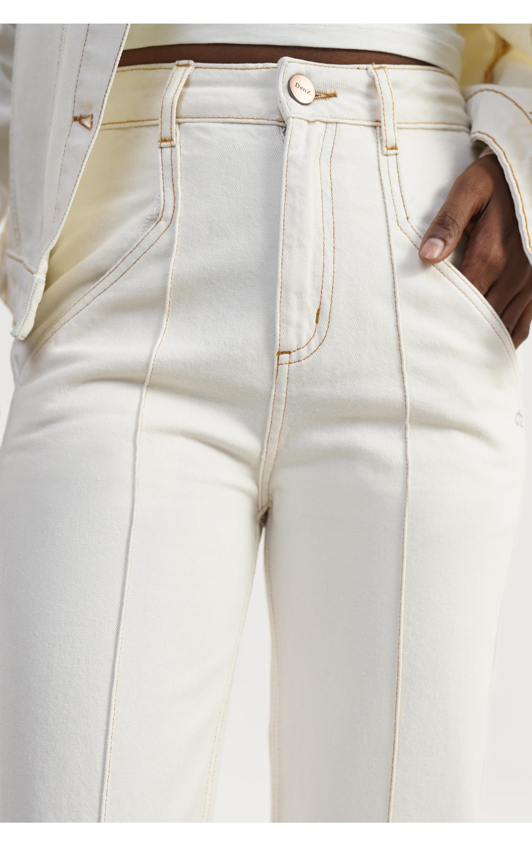 Off White Denim Cotton Co-Ord Set for Women, Relax Fit