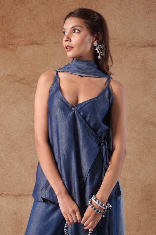 Indigo Wrap | Women Denim Kurti - Made to Order