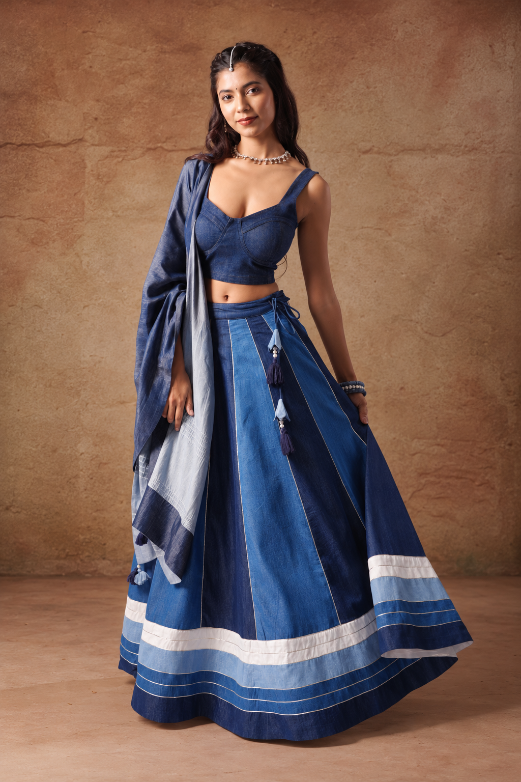 Denim Noor | Denim Lehenga Set - Made to Order