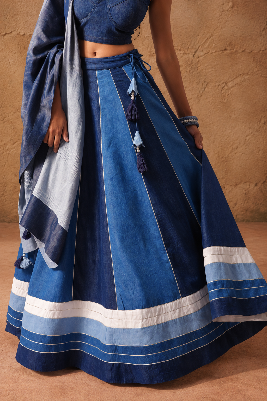 Ombre Veil | Denim Dupatta - Made to Order