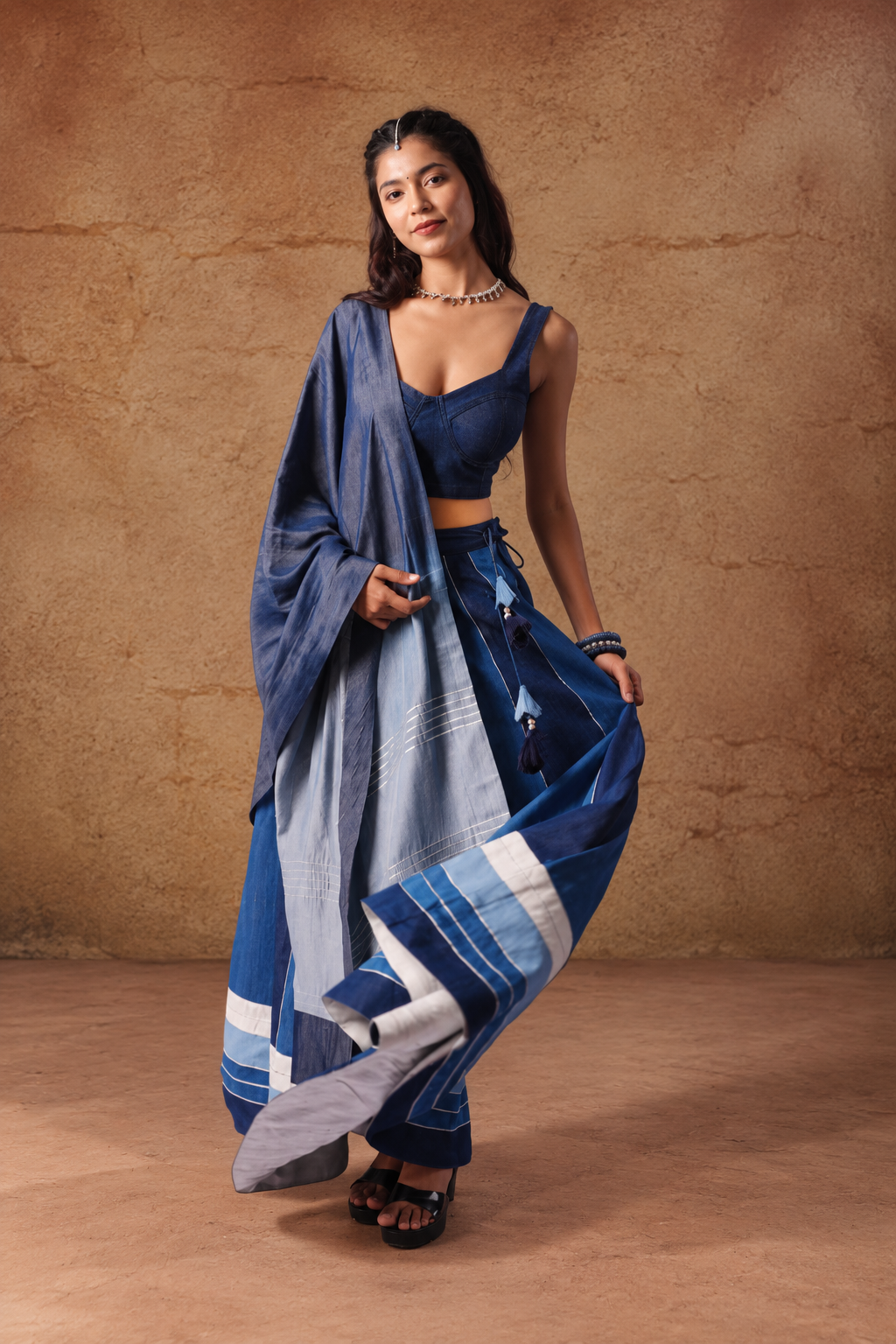 Denim Noor | Denim Lehenga Set - Made to Order