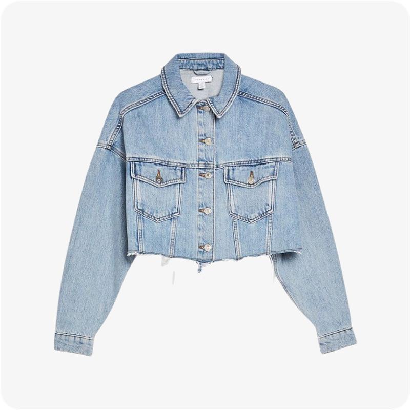 Stylish women's denim shirt, perfect jeans top for girls, featuring a cropped design and sleeveless style.