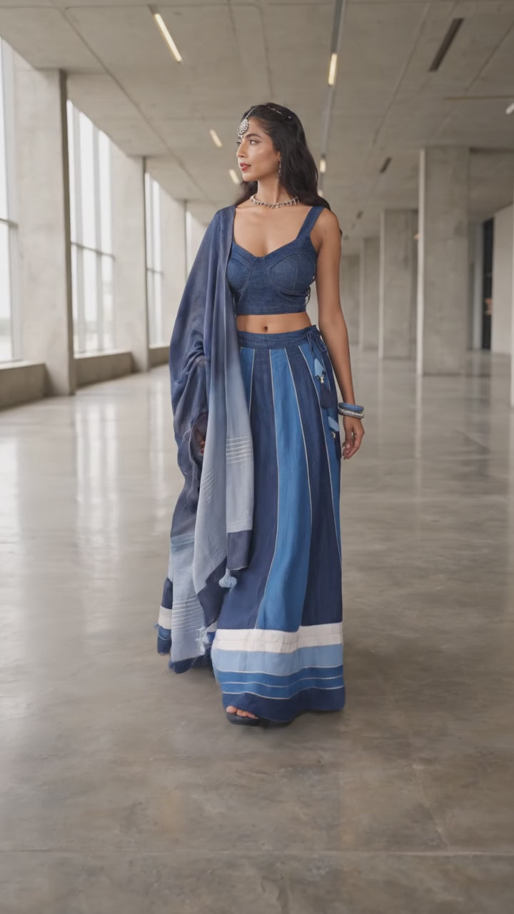 Denim Noor | Denim Lehenga Set - Made to Order: Flow and Movement