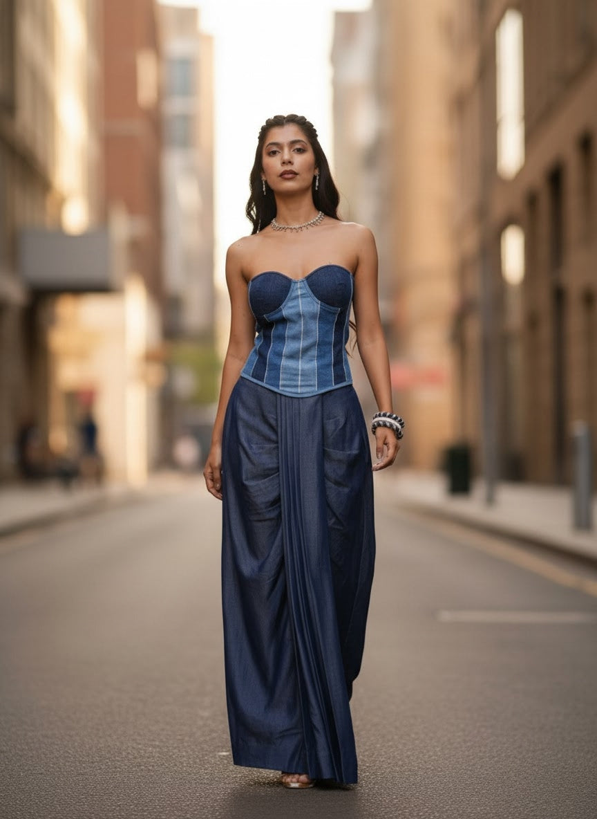 Denim Elan | Women Denim Co-ord Set - Made to Order: Urban Elegance Hero Shot