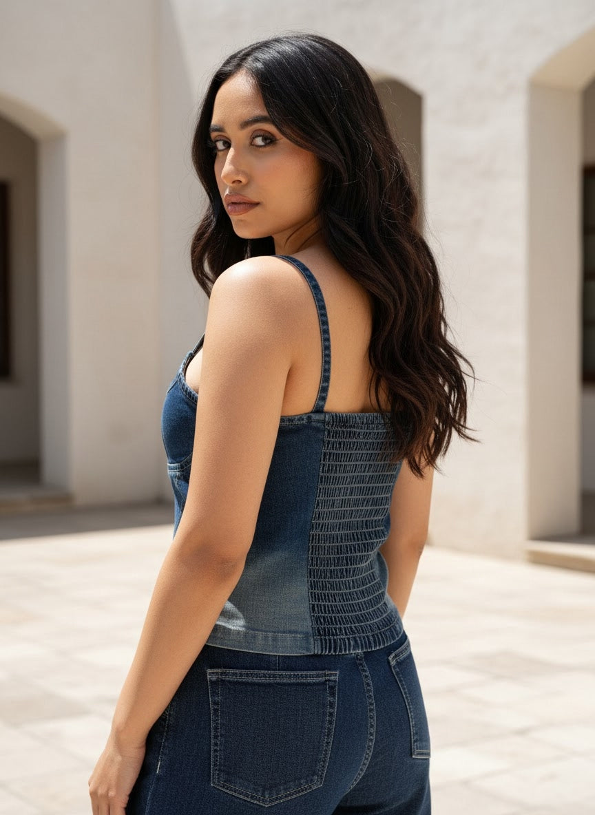 Snatch Ombre |Denim Vest: Back Detail and Texture